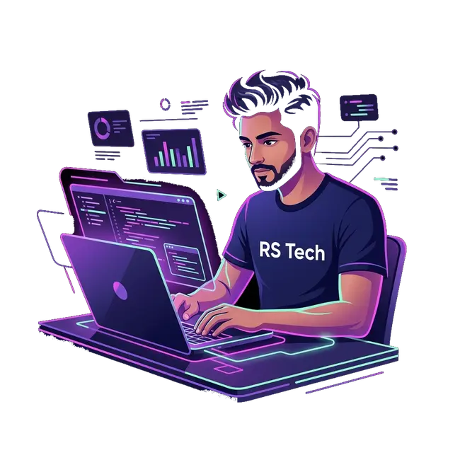 Developer working on laptop